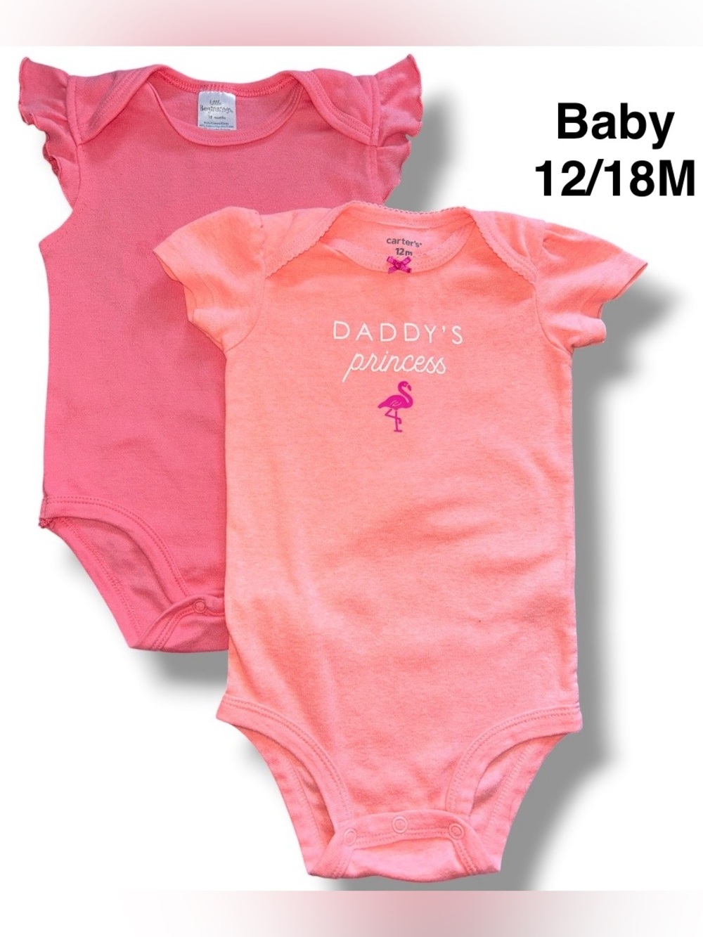 Carter's Coral  'Daddy's Princess' Baby One-Piece Bodysuit (2-Pack) 12-18 Months